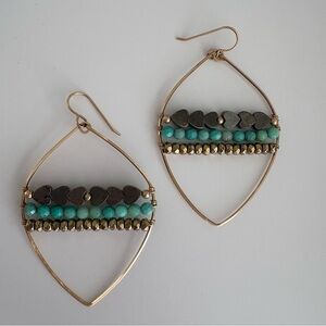 Gold and heart bead earrings